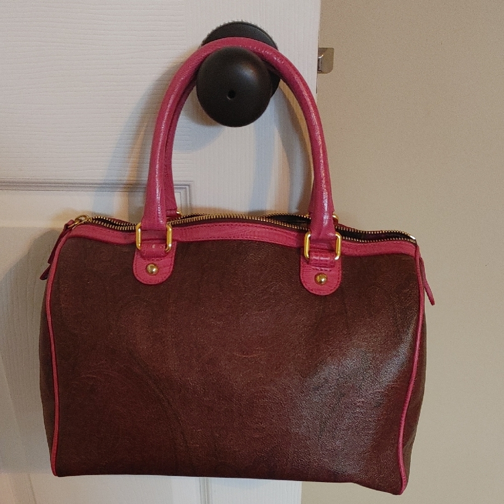 Etro brown and pink Boston Handbag